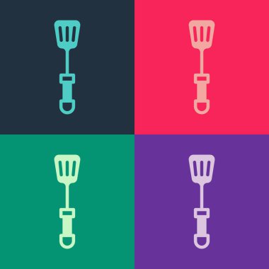 Pop Art Spatula simgesi renk arkaplanında izole edildi. Mutfak spatula ikonu. Barbekü spatula işareti. Barbekü ve ızgara aleti. Vektör