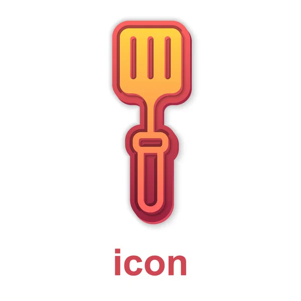 Icono de espátula de barbacoa dorada aislado sobre fondo blanco. Icono de espátula de cocina. Signo de espátula de barbacoa. Barbacoa y parrilla. Vector — Vector de stock