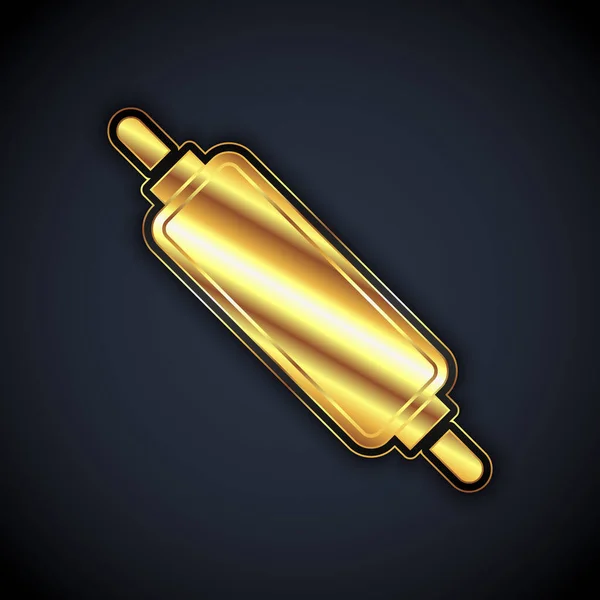Gold Rolling pin ikon isolerad på svart bakgrund. Vektor — Stock vektor