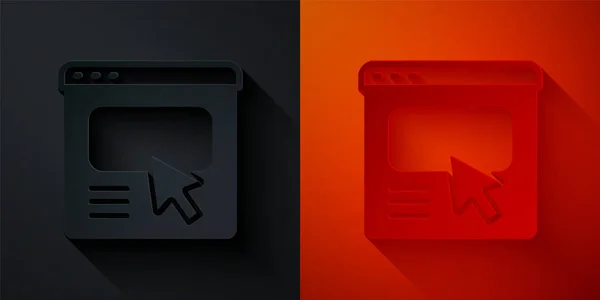 黒と赤の背景に分離された紙カットUIまたはUXデザインアイコン。紙のアートスタイル。ベクトル — ストックベクタ