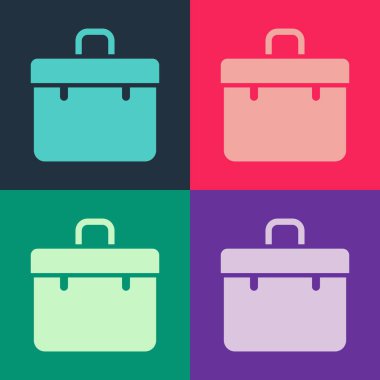 Pop Art Evrak Çantası simgesi renk arkaplanında izole edildi. İş ilanı. İş portföyü. Vektör