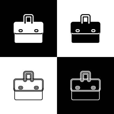 Evrak çantası simgesini siyah beyaz arkaplanda izole et. İş ilanı. İş portföyü. Vektör