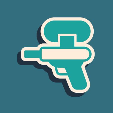 Yeşil Su Silahı simgesi yeşil arkaplanda izole edildi. Uzun gölge tarzı. Vektör