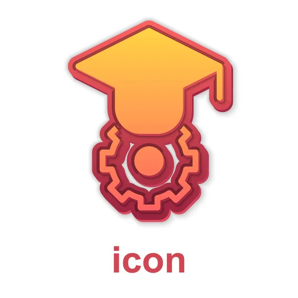 Icono de la tapa de graduación de oro aislado sobre fondo blanco. Sombrero de graduación con icono de borla. Vector — Archivo Imágenes Vectoriales