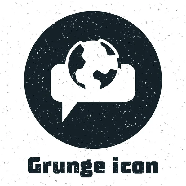 Grunge Učení cizích jazyků ikona izolované na bílém pozadí. Překlad, jazykový tlumočník a komunikace. Černobílý vinobraní. Vektor — Stockový vektor