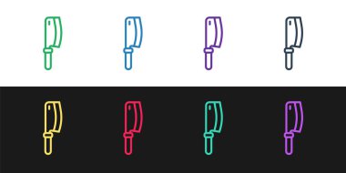 Et Helikopteri simgesi siyah beyaz arkaplanda izole edildi. Et için mutfak bıçağı. Kasap bıçağı. Vektör