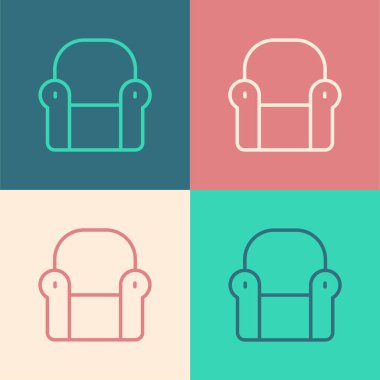 Pop sanat çizgisi Armchair simgesi renk arkaplanında izole edildi. Vektör