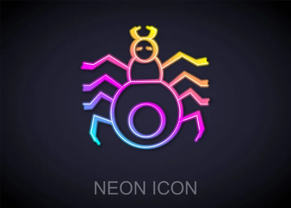Leuchtendes Neon Line Spider Symbol isoliert auf schwarzem Hintergrund. Frohe Halloween-Party. Vektor — Stockvektor