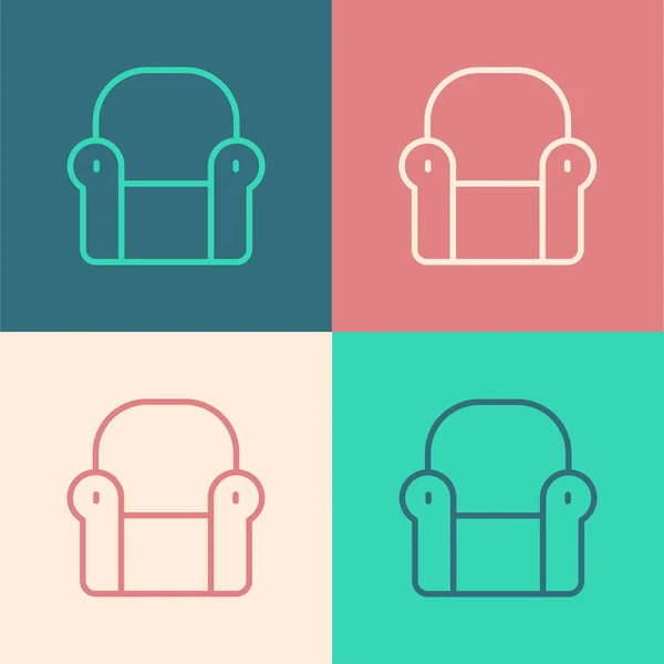 Pop art line Armchair icon isolated on color background. Vector — Stock Vector