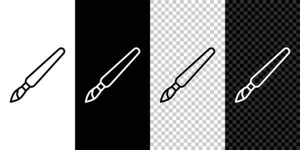 Set line Paint brush icon isolated on black and white, transparent background. Vector — Stock Vector