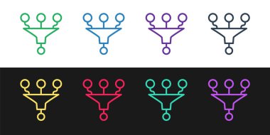 Çizgi Hunisi veya filtre simgesi siyah ve beyaz arkaplanda izole edildi. Vektör