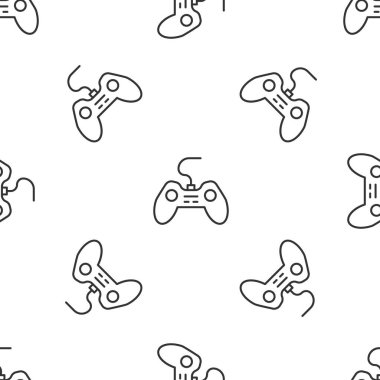 Gri çizgi Gamepad simgesi beyaz arkaplandaki kusursuz deseni izole etti. Oyun kontrolörü. Vektör