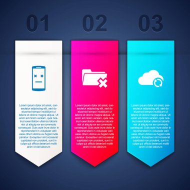 Ölü Mobil 'i ayarla, klasörü sil ve Bulut senkronizasyonu tazele. Ticari bilgi şablonu. Vektör