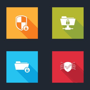 Kalkan güvenliğini kilit, FTP dizini ve Dizin ve Siber simge ile ayarla. Vektör