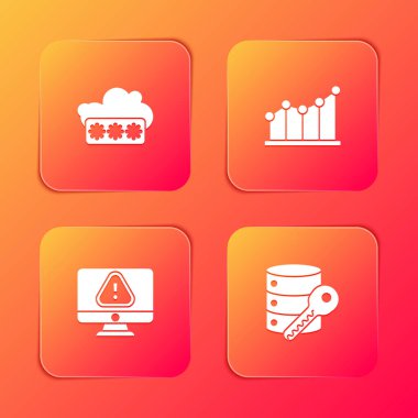 Parola korumasını, pasta grafiğini, ünlem işareti ve sunucu güvenlik anahtar simgesini ayarla. Vektör