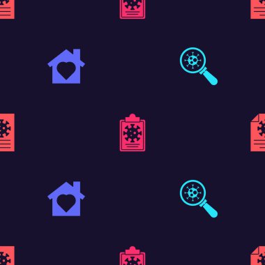 Virüsü büyüteç altına, kalbi olan evi pano kan testinin sonuçlarına göre ayarlayın. Vektör