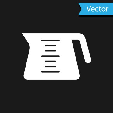 Siyah arkaplanda beyaz kahve demliği simgesi var. Vektör