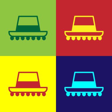 Pop Art Geleneksel İspanyol şapka simgesi renk arkaplanında izole edildi. Vektör