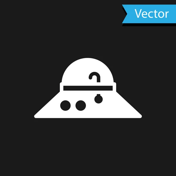 Icono del sombrero de pescador blanco aislado sobre fondo negro. Vector — Vector de stock