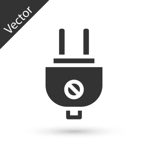 Icono de enchufe eléctrico gris aislado sobre fondo blanco. Concepto de conexión y desconexión de la electricidad. Vector — Archivo Imágenes Vectoriales