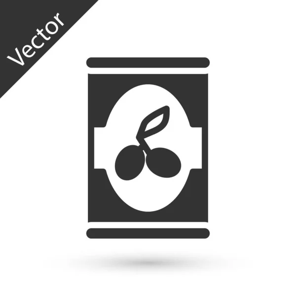 Aceitunas grises en lata icono aislado sobre fondo blanco. Concepto de comida enlatada. Vector — Vector de stock