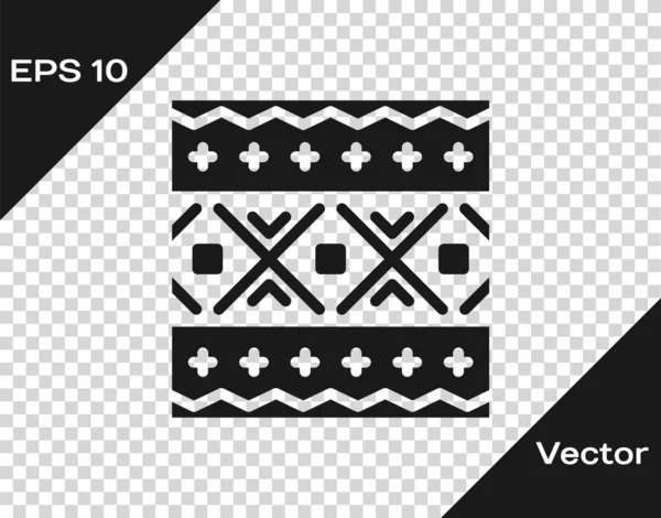 Schwarze ukrainische ethnische Muster für Stickereisymbole isoliert auf transparentem Hintergrund. Traditionelle Volkskunst Strickmuster. Vektor — Stockvektor