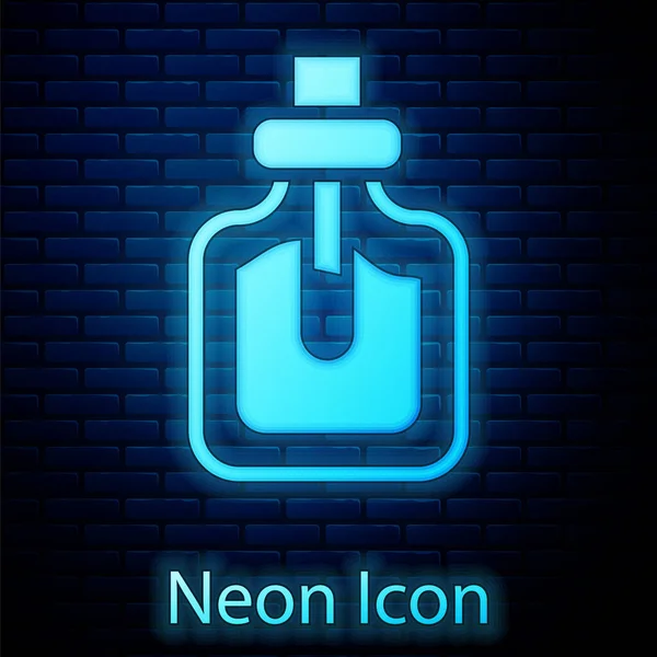 Glowing neon Perfume icon isolated on brick wall background. Vector — Stock Vector