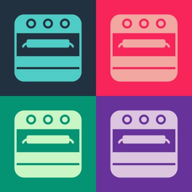 Pop Art Oven simgesi renk arkaplanında izole edildi. Fırın tabelası. Vektör