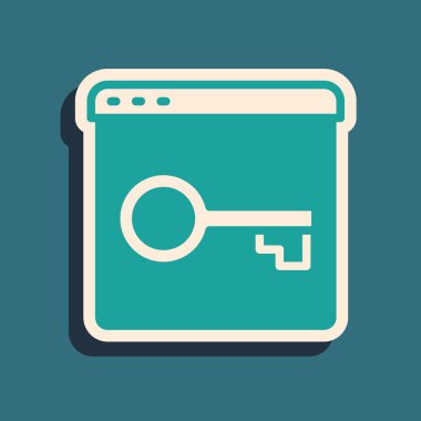 Yeşil Arkaplanda HTTPS ve SSL simgesi olan sitenizi güvene alın. İnternet iletişim protokolü. Uzun gölge tarzı. Vektör