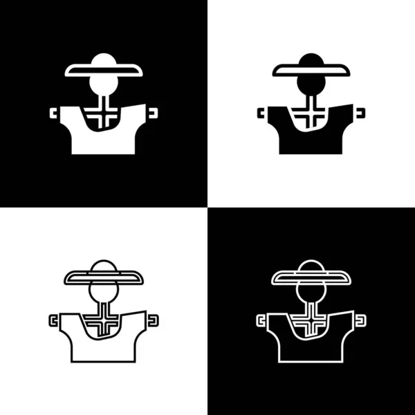 Establecer el icono del Espantapájaros aislado sobre fondo blanco y negro. Vector — Vector de stock