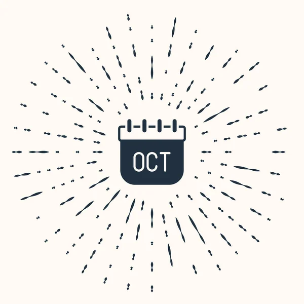 Šedý říjen kalendářní podzimní ikona izolované na béžovém pozadí. Abstraktní kruh náhodných teček. Vektor — Stockový vektor