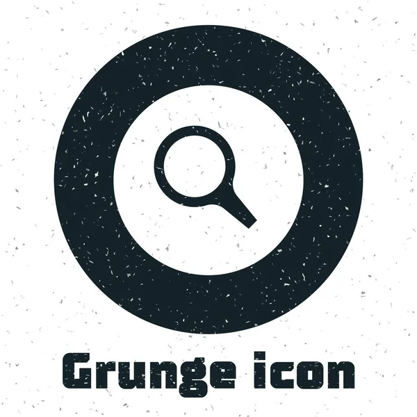 Icono de lupa Grunge aislado sobre fondo blanco. Búsqueda, enfoque, zoom, símbolo de negocio. Dibujo vintage monocromo. Vector — Vector de stock