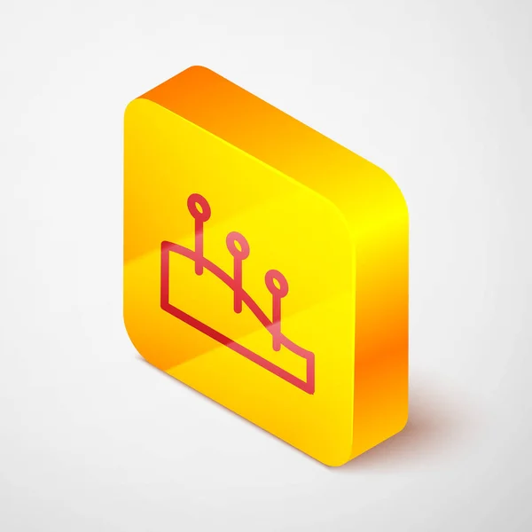 Isometric line Acupuncture therapy icon isolated on grey background. Chinese medicine. Holistic pain management treatments. Yellow square button. Vector