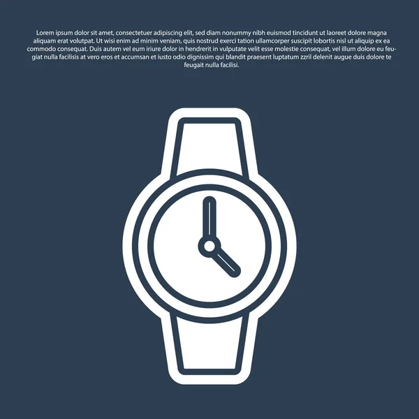 Línea azul Icono del reloj de muñeca aislado sobre fondo azul. Icono del reloj de pulsera. Vector — Archivo Imágenes Vectoriales