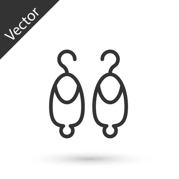 Línea gris Pendientes icono aislado sobre fondo blanco. Accesorios de joyería. Vector — Vector de stock