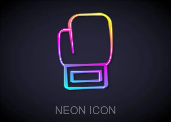 Leuchtendes neonfarbenes Boxhandschuh-Symbol isoliert auf schwarzem Hintergrund. Vektor — Stockvektor