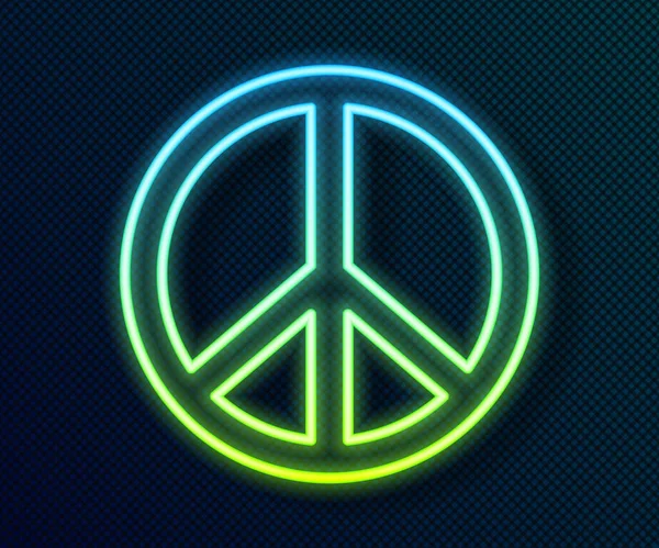 Glowing neon line Peace icon isolated on black background. Hippie symbol of peace. Vector — Stock Vector