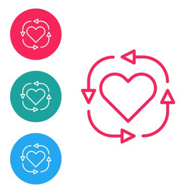 Kırmızı çizgi gönüllü simgesi beyaz arkaplanda izole edildi. Simgeleri daire düğmelerine ayır. Vektör