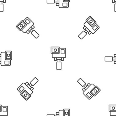 Gri çizgi Eylem ekstrem kamera simgesi beyaz arka planda izole edilmiş kusursuz desen. Ekstrem sporları çekmek için video kamera ekipmanı. Vektör