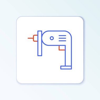 Elektrik hattı sondaj makinesi simgesi beyaz arkaplanda izole edildi. Tamir aleti. Renkli taslak konsepti. Vektör