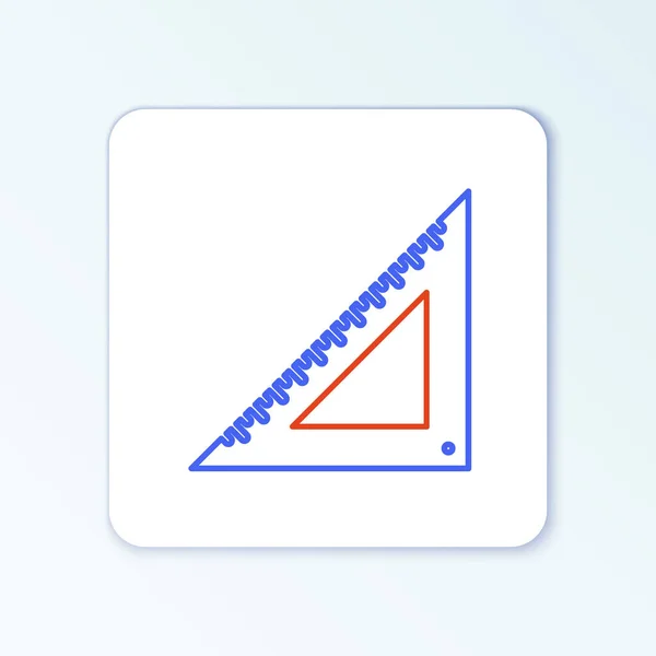 白の背景に三角形の定規のアイコンを隔離します。右端のシンボル。幾何学的記号。カラフルなアウトラインコンセプト。ベクトル — ストックベクタ
