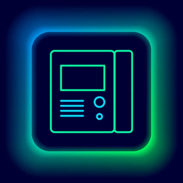 Świecąca neonowa linia Domofon domofon system ikona izolowana na czarnym tle. Kolorowy koncept. Wektor — Wektor stockowy