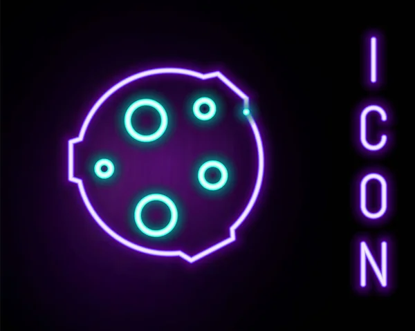 Glödande neon line Moon ikonen isolerad på svart bakgrund. Färgstarkt skisskoncept. Vektor — Stock vektor