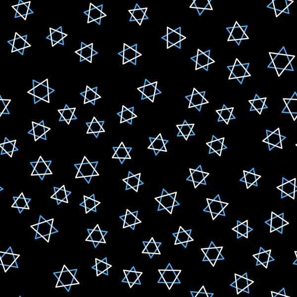 Line Star of David ikonen isolerade sömlösa mönster på svart bakgrund. Judisk religionssymbol. Israels symbol. Vektor — Stock vektor