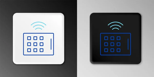 Linea icona tablet wireless isolato su sfondo grigio. Internet delle cose concetto con connessione wireless. Concetto di contorno colorato. Vettore — Vettoriale Stock
