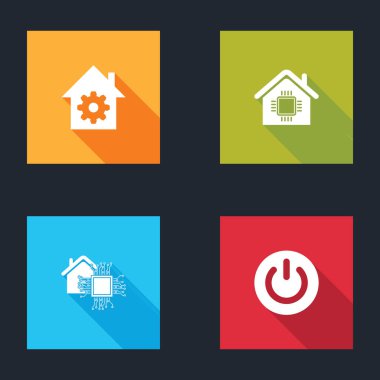 Akıllı ev ayarlarını ve Güç düğmesi simgesini ayarla. Vektör