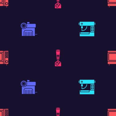 Dikiş makinesini, hava kompresörünü, mikro-dalga fırınını kusursuz desene ayarlayın. Vektör