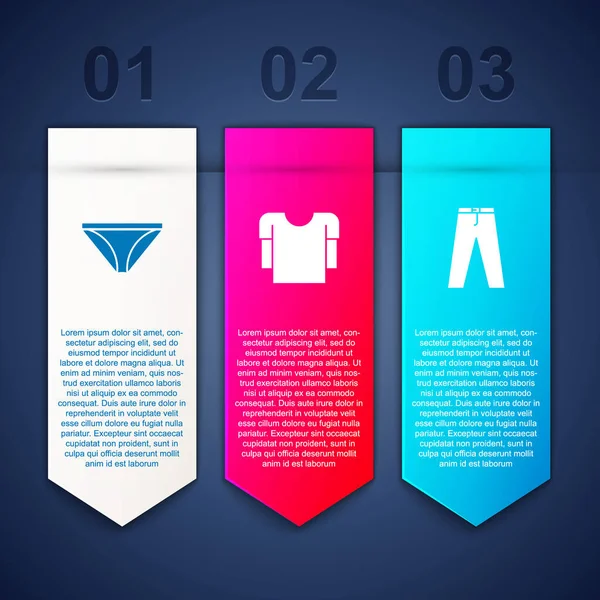 Set Men underpants, Long sleeve shirt and Pants. Business infographic template. Vector — Stock Vector