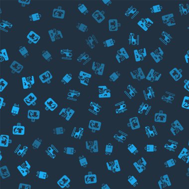 Çanta, helikopter, uçak kazası ve kusursuz bir düzende ayarlayın. Vektör