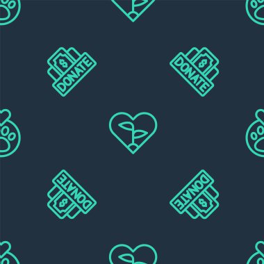 Yaprak 'ı kalbe, bağışa, hayır kurumuna ve hayvanın ayak izleriyle kusursuz bir düzene sokun. Vektör